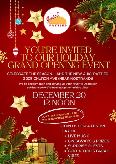Juici Patties Holiday Grand Opening – Brooklyn